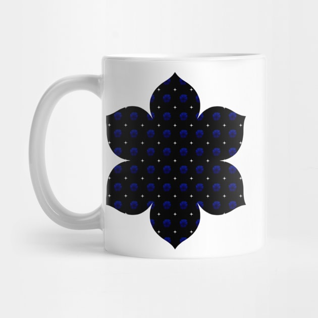 Rows of Stars and Flowers, Dark Blue by StephOBrien